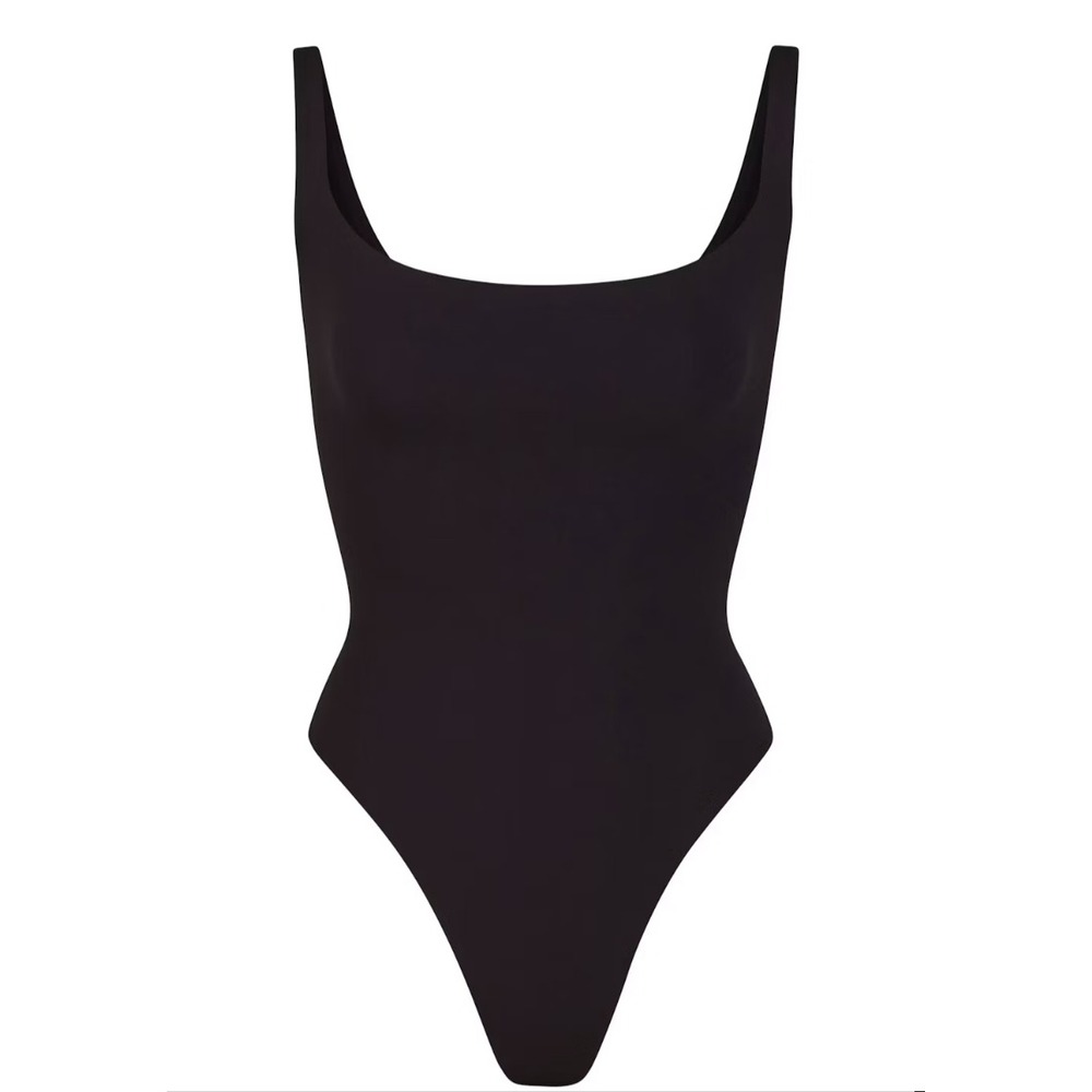 Skims Fits Everybody Square Neck Bodysuit Onyx Black XS BD-THG-9224
